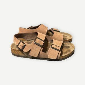 BIRKENSTOCK Milano Sandals 37 Tan Suede Nubuck Leather EUC Arizona Classic